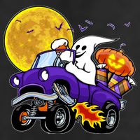 Funny Halloween Ghost Muscle Car Cool Comfort Performance Bucket Hat