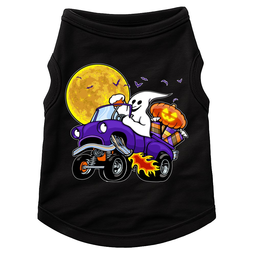 Funny Halloween Ghost Muscle Car Doggie Tank
