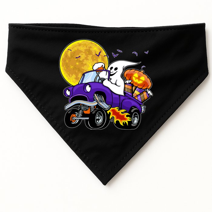 Funny Halloween Ghost Muscle Car USA-Made Doggie Bandana