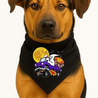 Funny Halloween Ghost Muscle Car USA-Made Doggie Bandana