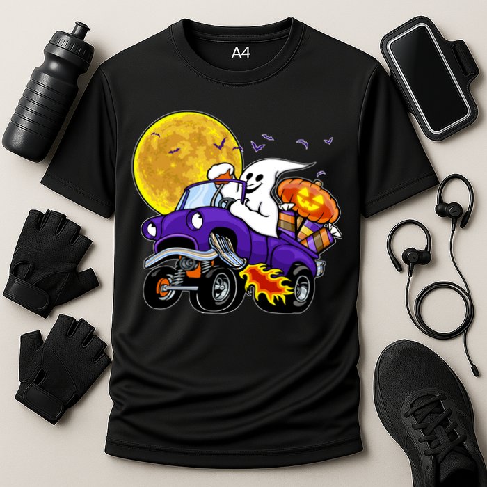 Funny Halloween Ghost Muscle Car Cooling Performance Crew T-Shirt