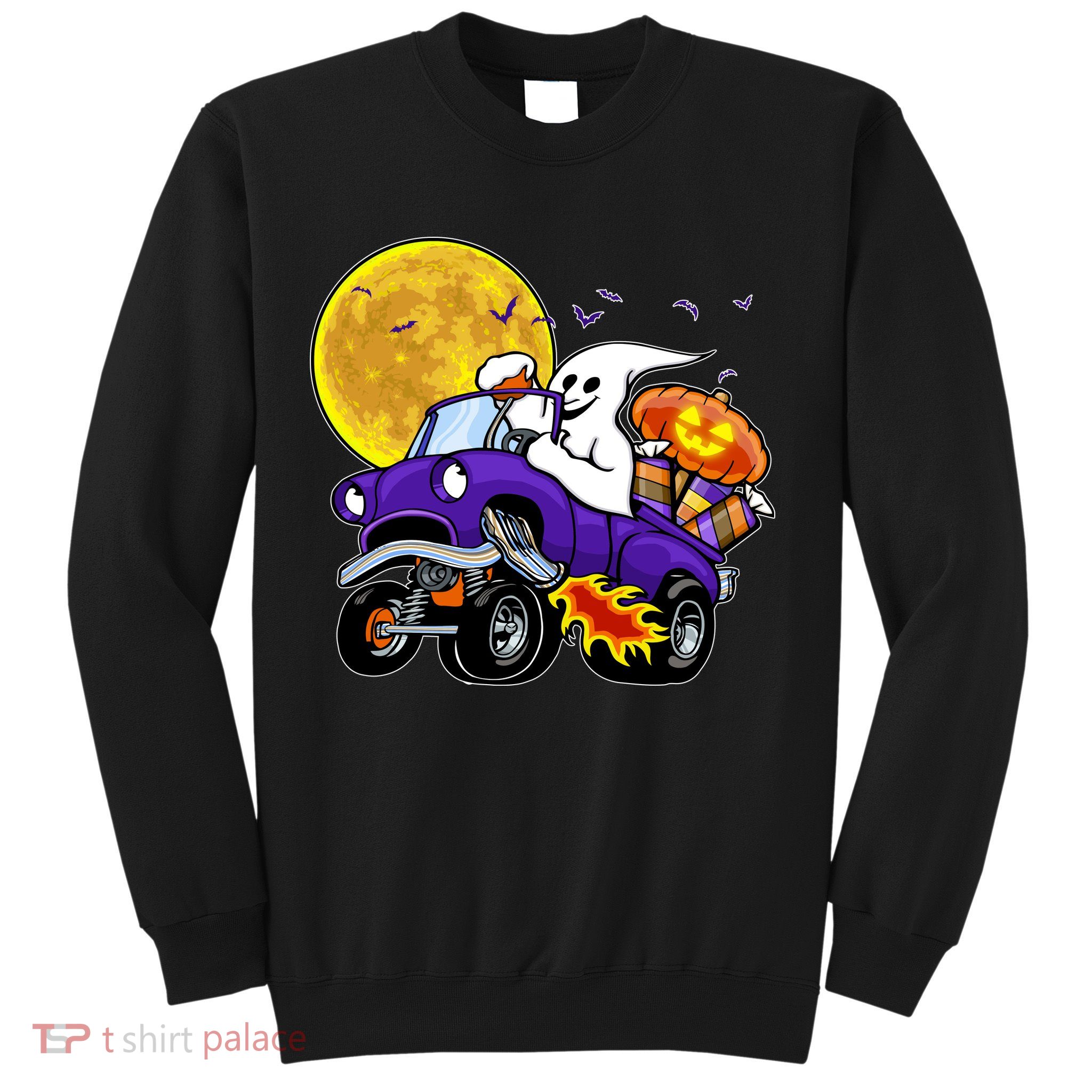 Funny Halloween Ghost Muscle Car Sweatshirt