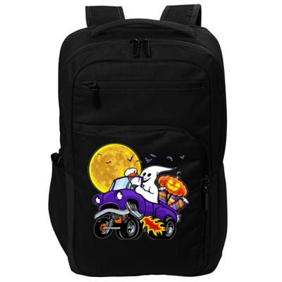 Funny Halloween Ghost Muscle Car Impact Tech Backpack