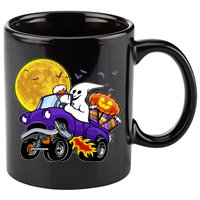 Funny Halloween Ghost Muscle Car 11oz C Handle Ceramic Mug