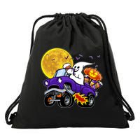 Funny Halloween Ghost Muscle Car Drawstring Bag