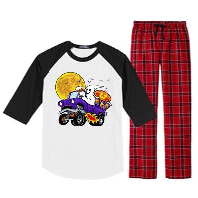 Funny Halloween Ghost Muscle Car Raglan Sleeve Pajama Set