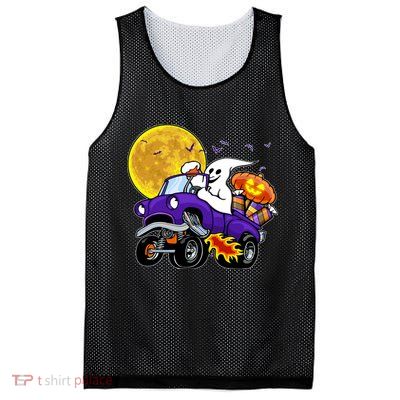 Funny Halloween Ghost Muscle Car Mesh Reversible Basketball Jersey Tank