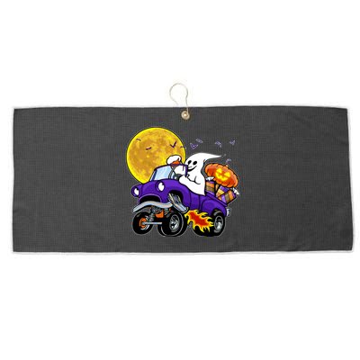 Funny Halloween Ghost Muscle Car Large Microfiber Waffle Golf Towel