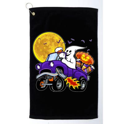 Funny Halloween Ghost Muscle Car Golf Towel