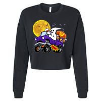 Funny Halloween Ghost Muscle Car Cropped Pullover Crew