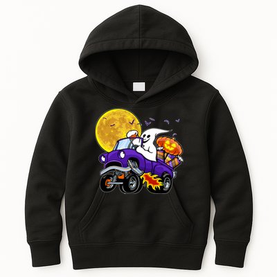 Funny Halloween Ghost Muscle Car Kids Hoodie
