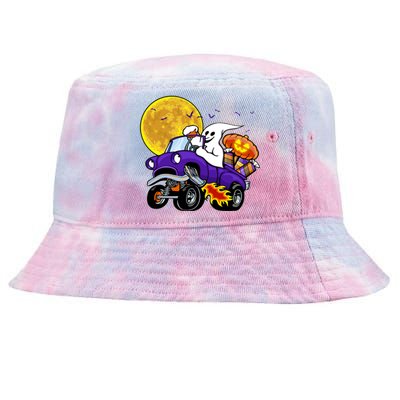 Funny Halloween Ghost Muscle Car Tie-Dyed Bucket Hat