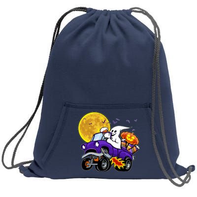 Funny Halloween Ghost Muscle Car Sweatshirt Cinch Pack Bag