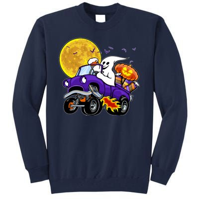 Funny Halloween Ghost Muscle Car Tall Sweatshirt