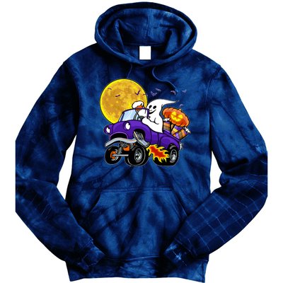 Funny Halloween Ghost Muscle Car Tie Dye Hoodie