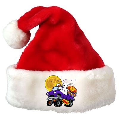 Funny Halloween Ghost Muscle Car Premium Christmas Santa Hat