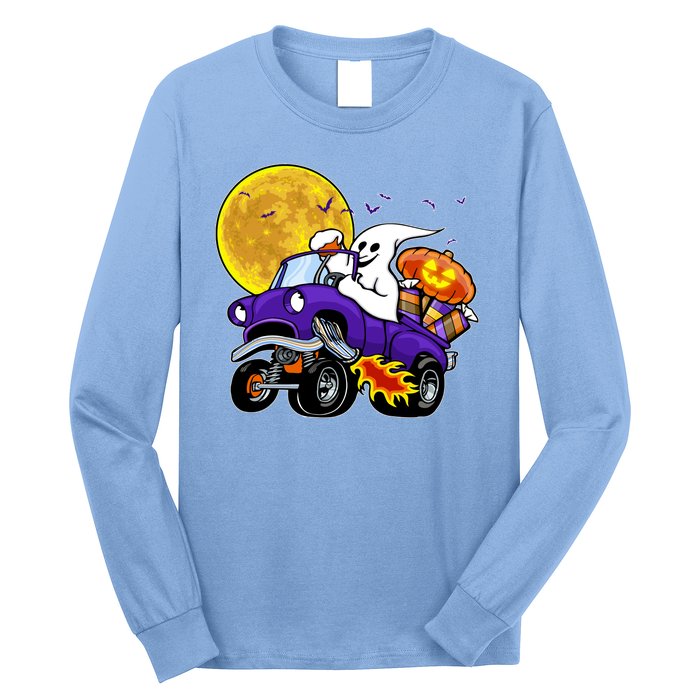 Funny Halloween Ghost Muscle Car Long Sleeve Shirt