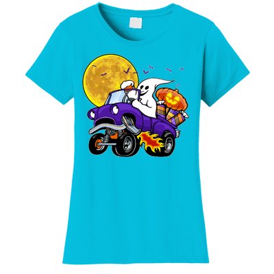 Funny Halloween Ghost Muscle Car Women's T-Shirt