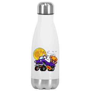 Funny Halloween Ghost Muscle Car Stainless Steel Insulated Water Bottle