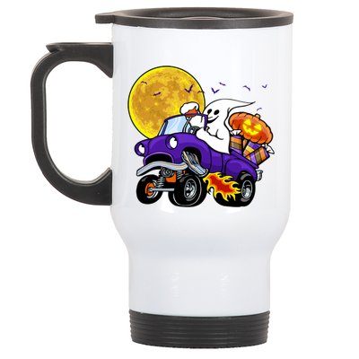 Funny Halloween Ghost Muscle Car Stainless Steel Travel Mug