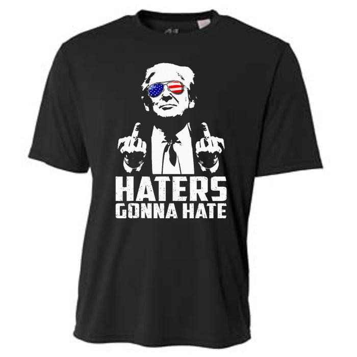 Funny Haters Gonna Hate President Donald Trump Middle Finger Cooling Performance Crew T-Shirt