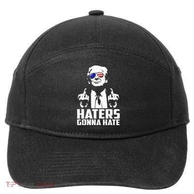 Funny Haters Gonna Hate President Donald Trump Middle Finger 7-Panel Snapback Hat