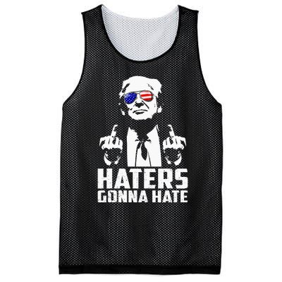 Funny Haters Gonna Hate President Donald Trump Middle Finger Mesh Reversible Basketball Jersey Tank