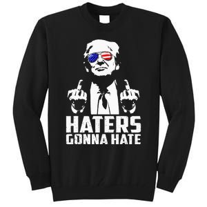 Funny Haters Gonna Hate President Donald Trump Middle Finger Tall Sweatshirt