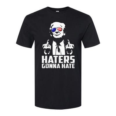 Funny Haters Gonna Hate President Donald Trump Middle Finger Softstyle CVC T-Shirt