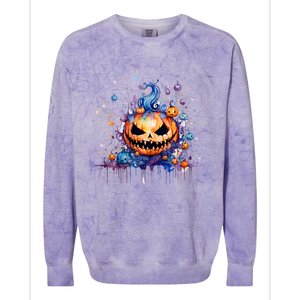 Funny Halloween Goblin Pumpkin Colorblast Crewneck Sweatshirt