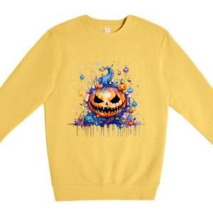 Funny Halloween Goblin Pumpkin Premium Crewneck Sweatshirt