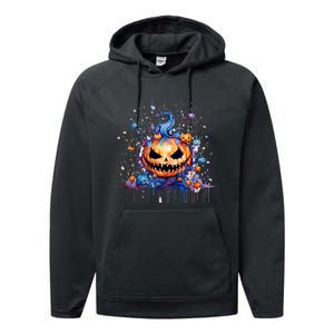 Funny Halloween Goblin Pumpkin Performance Fleece Hoodie