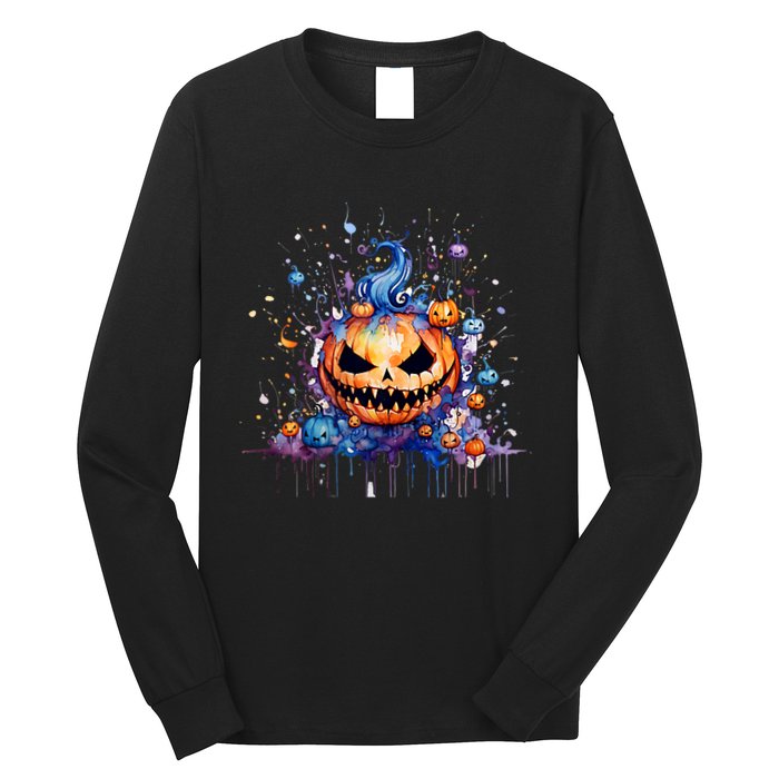 Funny Halloween Goblin Pumpkin Long Sleeve Shirt