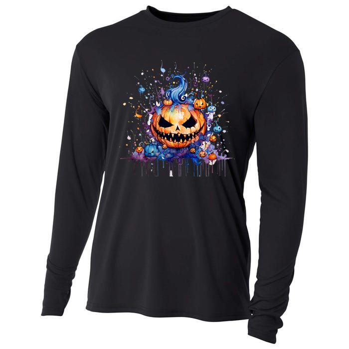 Funny Halloween Goblin Pumpkin Cooling Performance Long Sleeve Crew