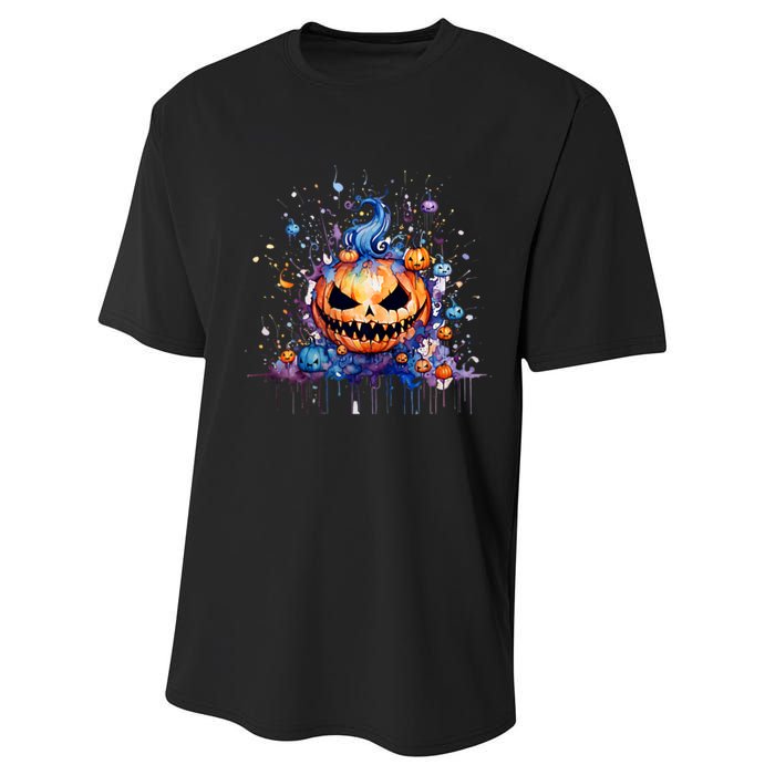 Funny Halloween Goblin Pumpkin Performance Sprint T-Shirt