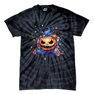 Funny Halloween Goblin Pumpkin Tie-Dye T-Shirt