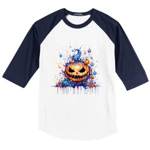 Funny Halloween Goblin Pumpkin Baseball Sleeve Shirt