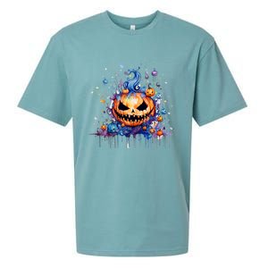 Funny Halloween Goblin Pumpkin Sueded Cloud Jersey T-Shirt