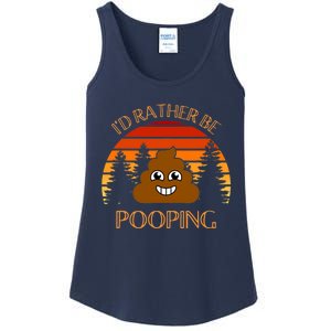 Funny Hiking Gift Idea, I’d Rather Be Pooping, Camping Dad Ladies Essential Tank