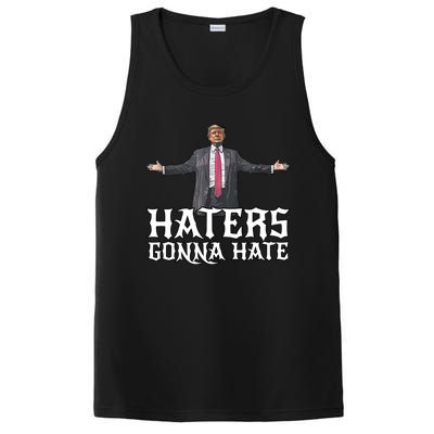 Funny Haters Gonna Hate President Donald Trump Middle Finger Funny Gift PosiCharge Competitor Tank