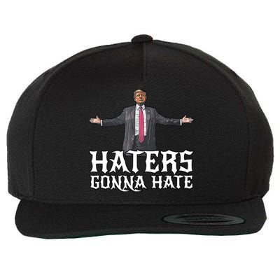 Funny Haters Gonna Hate President Donald Trump Middle Finger Funny Gift Wool Snapback Cap