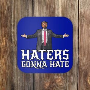 Funny Haters Gonna Hate President Donald Trump Middle Finger Funny Gift Coaster