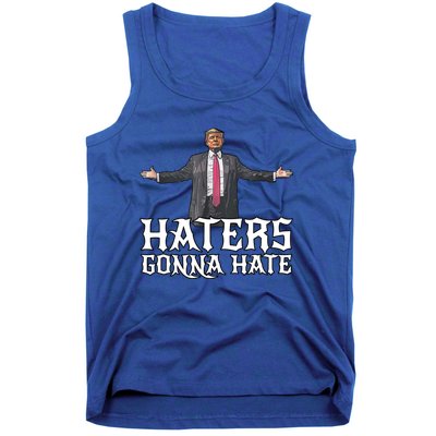 Funny Haters Gonna Hate President Donald Trump Middle Finger Funny Gift Tank Top