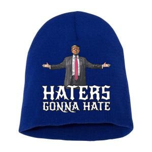 Funny Haters Gonna Hate President Donald Trump Middle Finger Funny Gift Short Acrylic Beanie