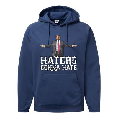 Funny Haters Gonna Hate President Donald Trump Middle Finger Funny Gift Performance Fleece Hoodie