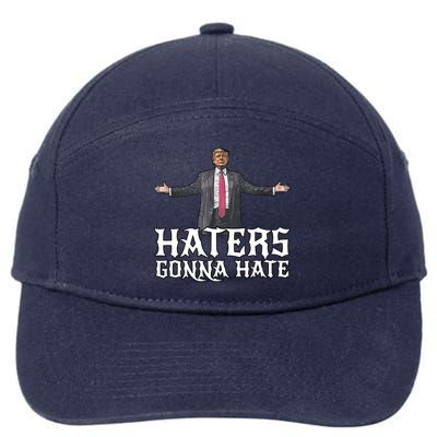 Funny Haters Gonna Hate President Donald Trump Middle Finger Funny Gift 7-Panel Snapback Hat