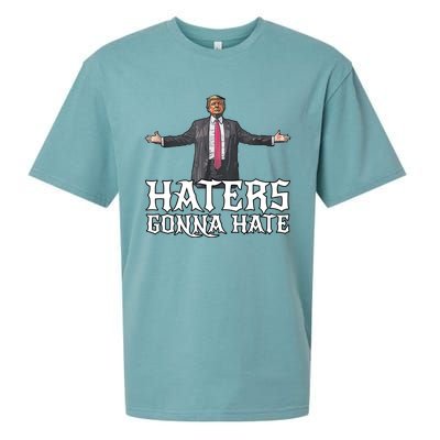 Funny Haters Gonna Hate President Donald Trump Middle Finger Funny Gift Sueded Cloud Jersey T-Shirt