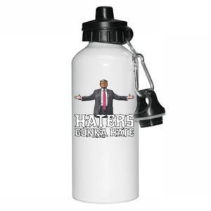 Funny Haters Gonna Hate President Donald Trump Middle Finger Funny Gift Aluminum Water Bottle