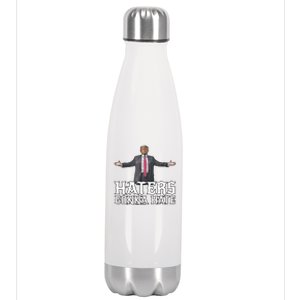 Funny Haters Gonna Hate President Donald Trump Middle Finger Funny Gift Stainless Steel Insulated Water Bottle