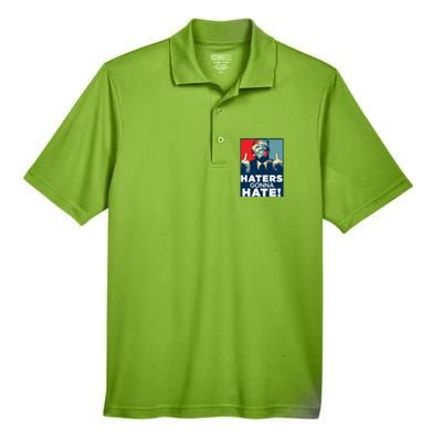 Funny Haters Gonna Hate President Donald Trump Middle Finger Gift Men's Origin Performance Pique Polo